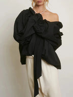 Ruffle Collar Blouse with Bow Tie for Women | Nyxra