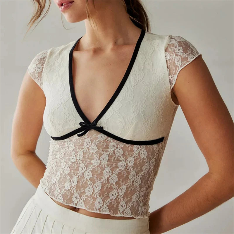 See-Through Lace Crop Top for Women | Zivara