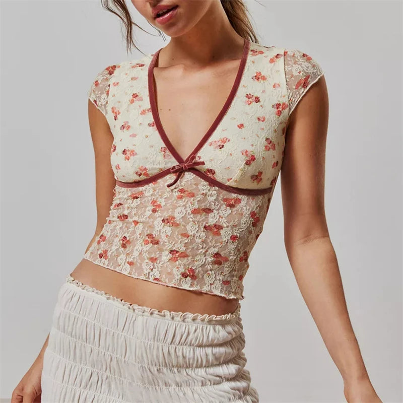 See-Through Lace Crop Top for Women | Zivara
