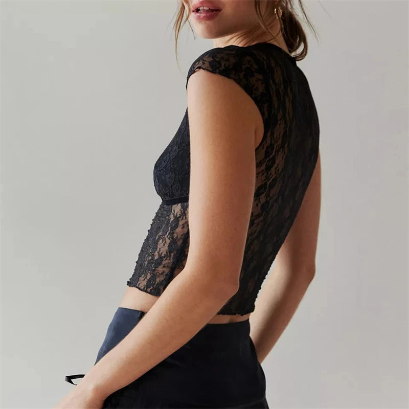 See-Through Lace Crop Top for Women | Zivara