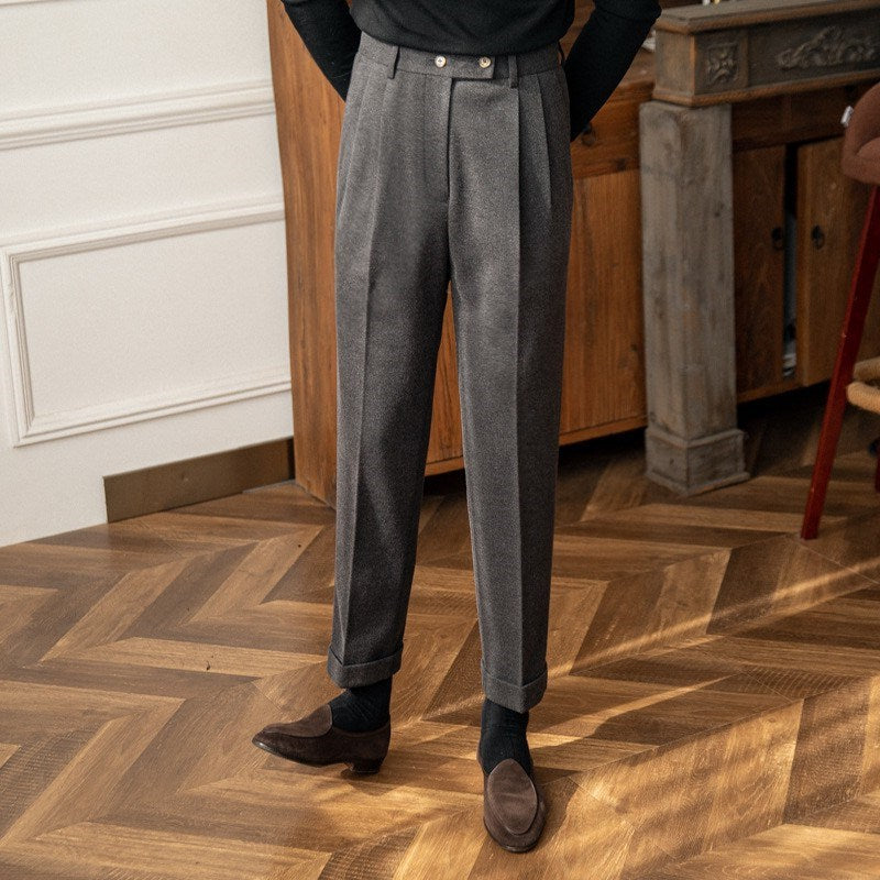 Tailored Pleated Wool Trousers for Men | William