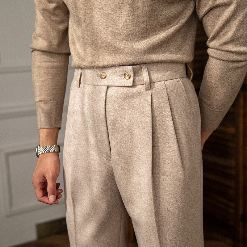 Tailored Pleated Wool Trousers for Men | William