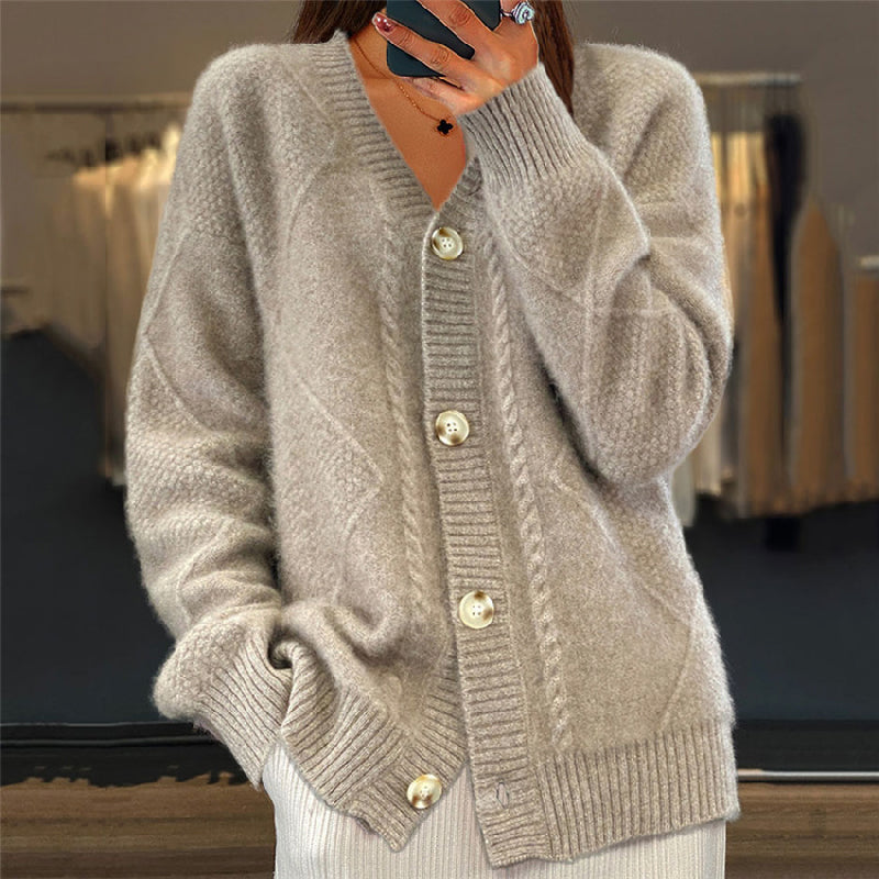 V-Neck Cable Knit Cardigan for Women | Cardi