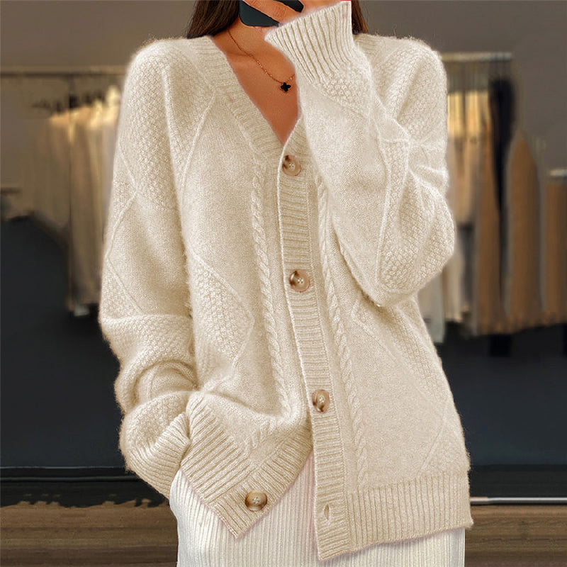 V-Neck Cable Knit Cardigan for Women | Cardi